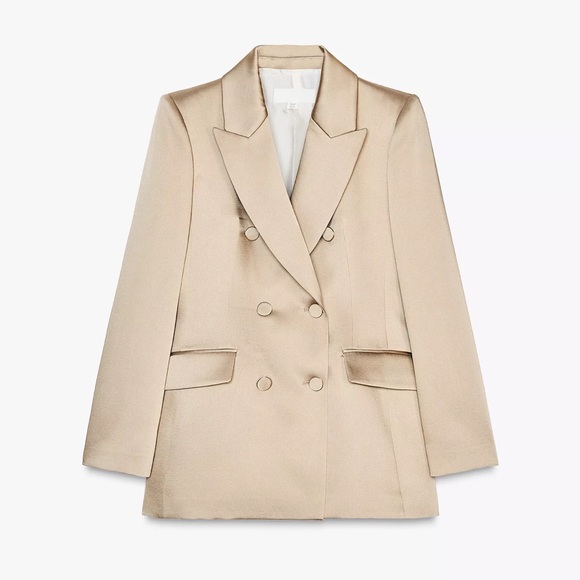 Zara Beige Satin Suit Set - Picture 5 of 6